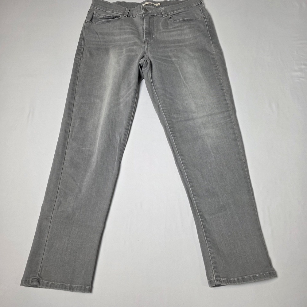 Levi's Classic Crop Jeans Women 8 Grey Straight Leg Mid Rise Stretch Denim